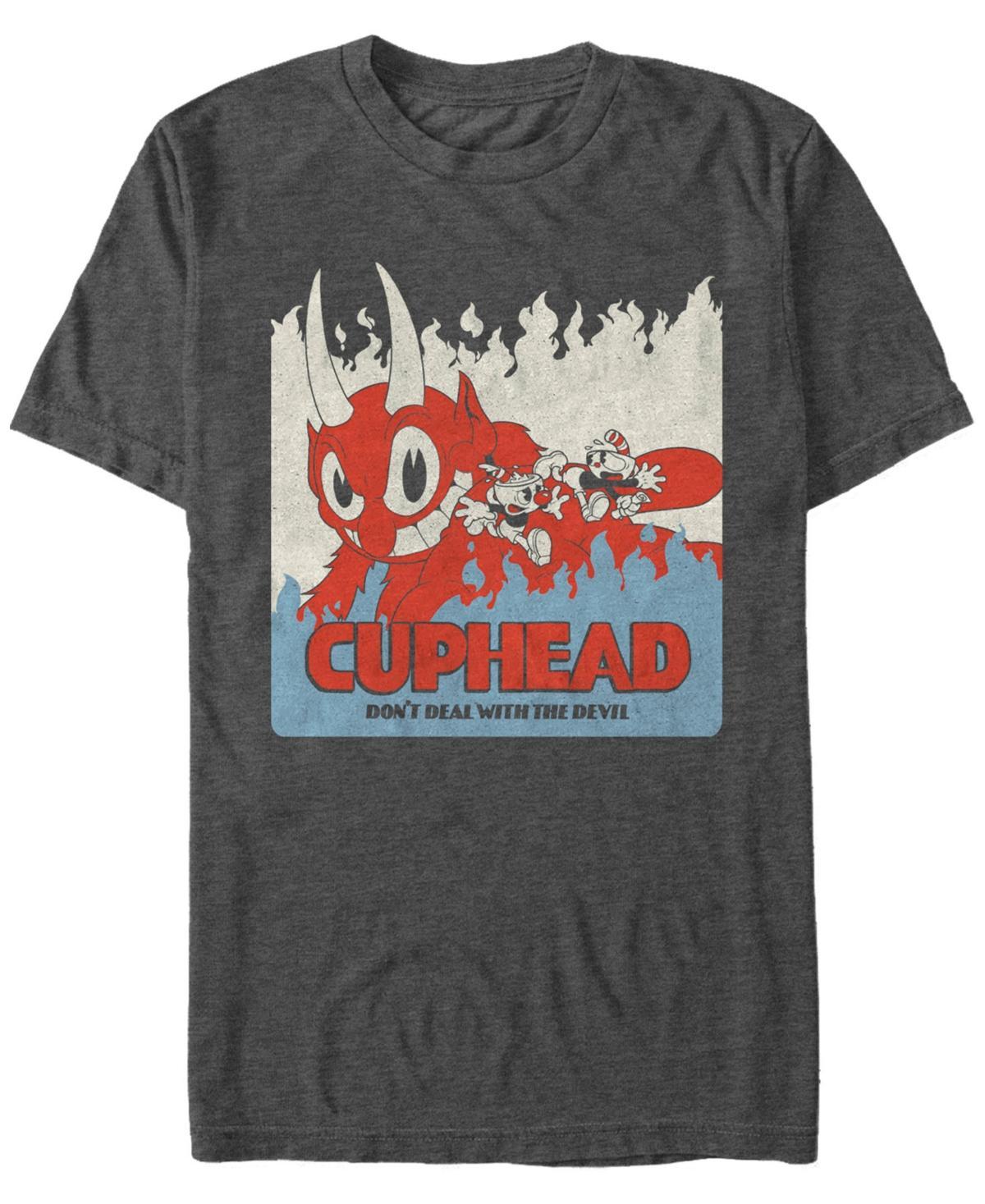 Mens Cuphead Dont Deal With The Devil Vintage Portrait Tee Grey Heather Product Image