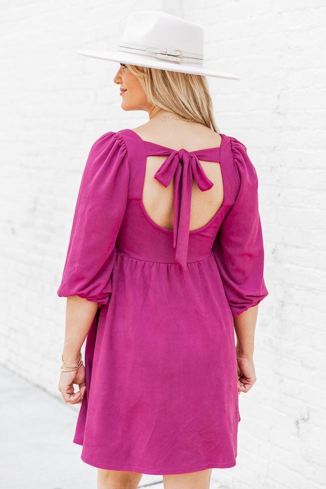 You're A Genius Magenta Suede Mini Dress FINAL SALE Product Image