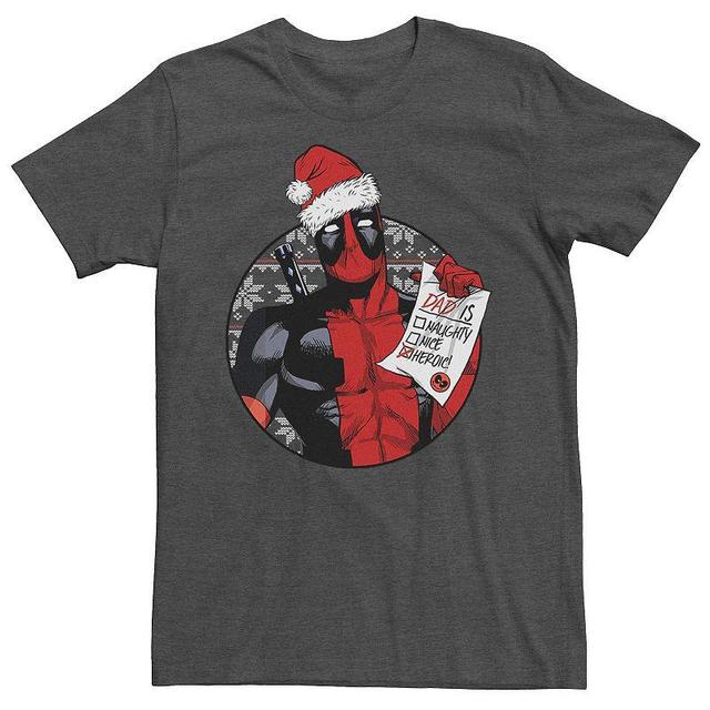 Mens Marvel Deadpool List Dad Is Heroic Christmas Tee Grey Heather Product Image