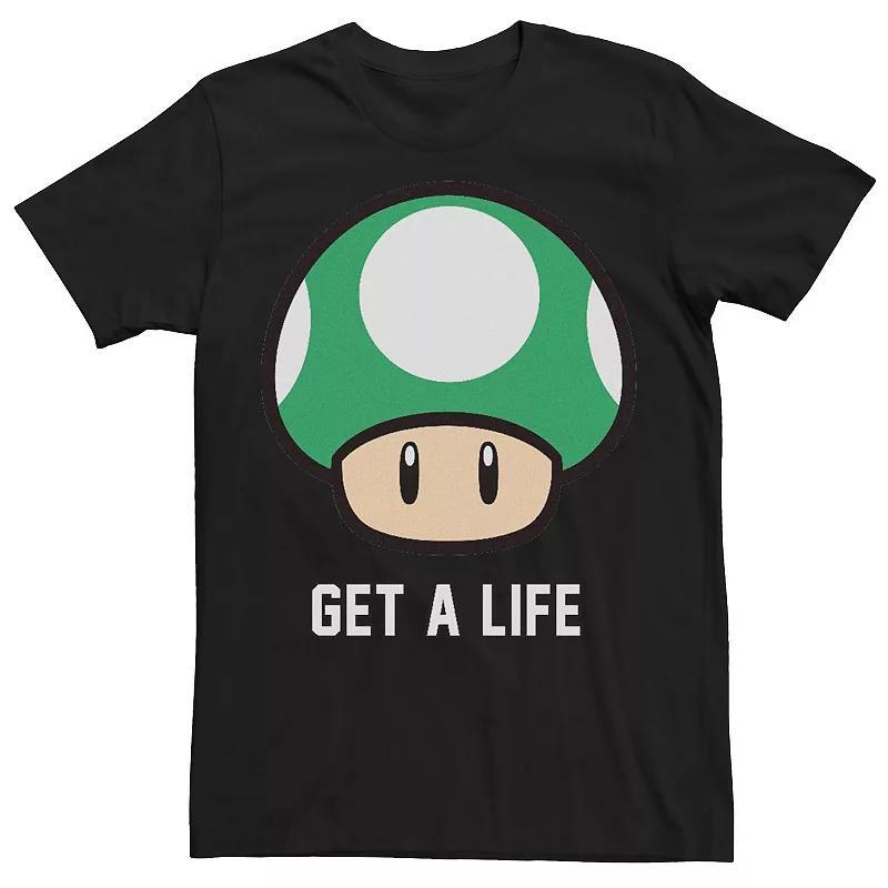 Mens Super Mario Bros 1-UP Mushroom Get a Life Graphic Tee Product Image