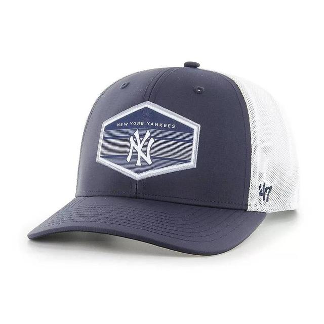 Mens 47 /White New York Yankees Burgess Trucker Snapback Hat, Blue Product Image