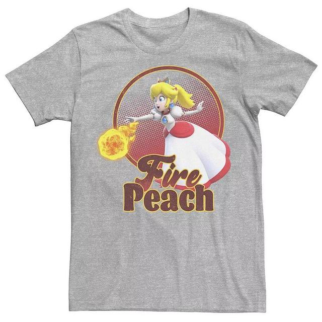 Mens Super Mario 3D World Princess Peach Fireball Circle Tee Athletic Grey Product Image