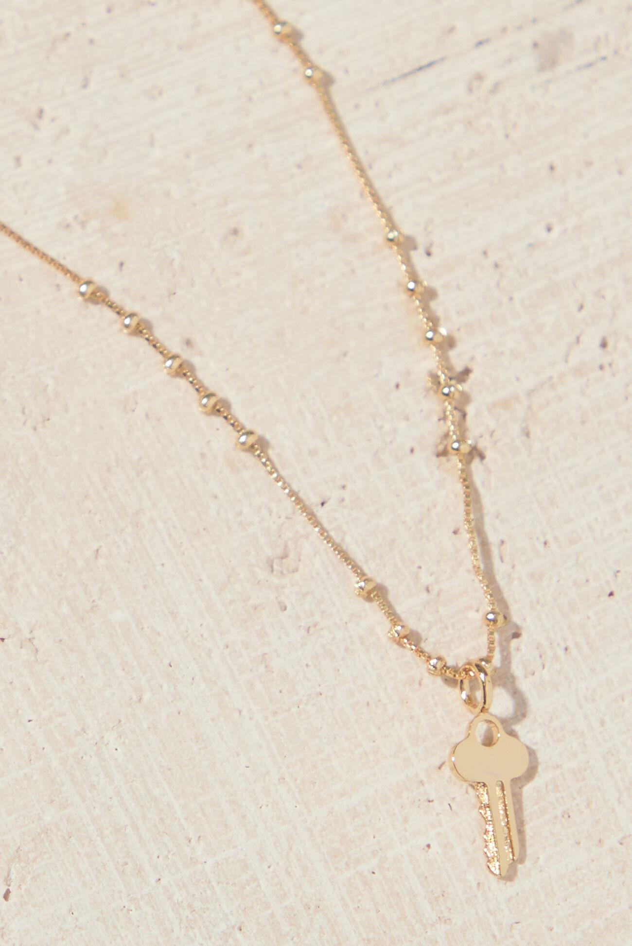 18k Gold Mini Key Necklace Product Image