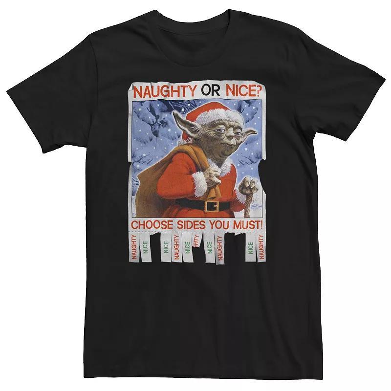 Mens Star Wars Yoda Naughty Or Nice Flyer Christmas Graphic Tee Product Image