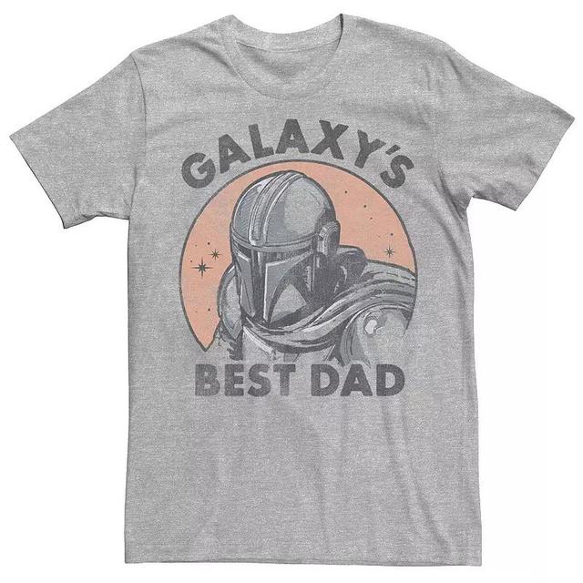 Mens Star Wars The Mandalorian Galaxys Best Dad Distressed Portrait Tee Athletic Grey Product Image