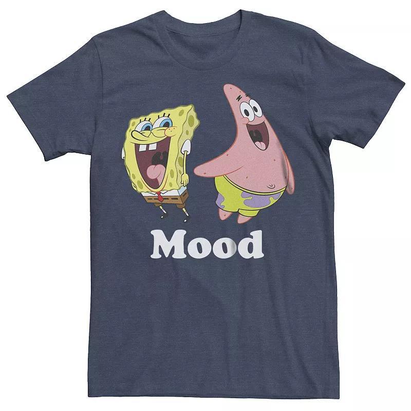 Mens SpongeBob SquarePants Mood Graphic Tee Navy Grey Product Image