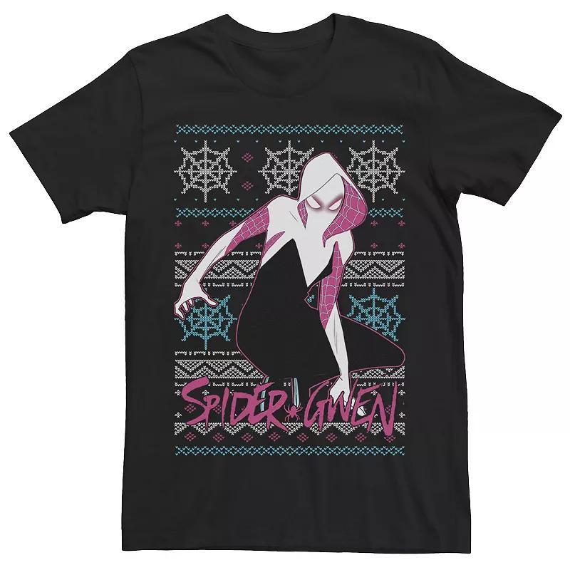 Mens Marvel Crouching Spider-Gwen Portrait Ugly Sweater Short Sleeve Tee Product Image