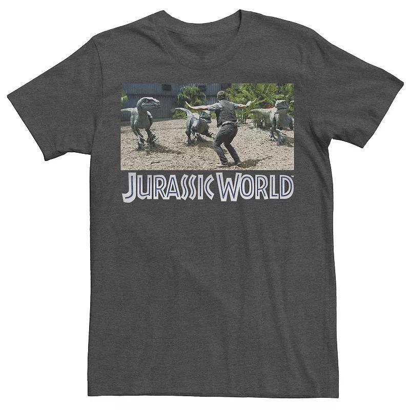 Mens Jurassic World Owen Raptor Pack Trainer Graphic Tee Red Grey Product Image