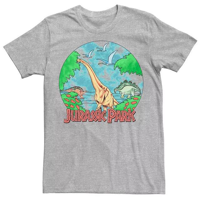 Mens Jurassic Park Retro Globe Watercolor Scene Tee Product Image