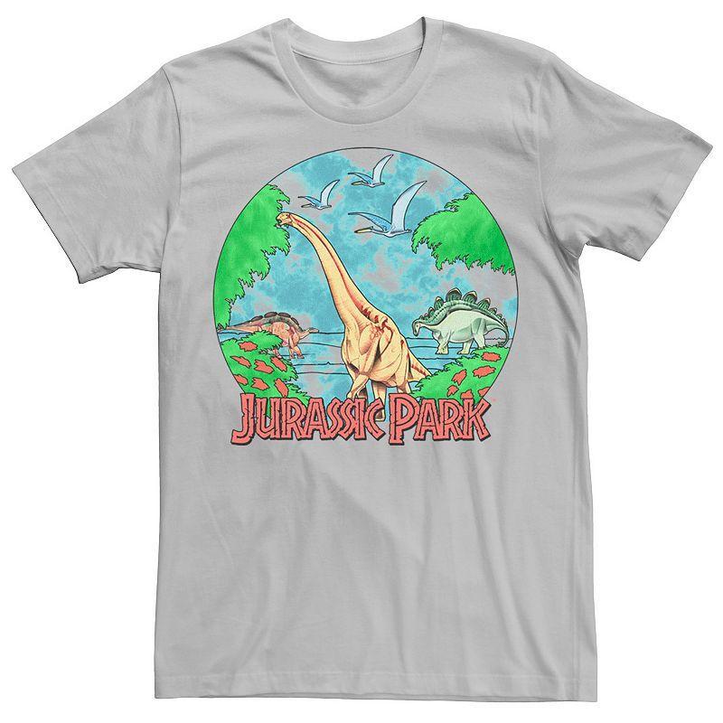 Mens Jurassic Park Retro Globe Watercolor Scene Tee Product Image