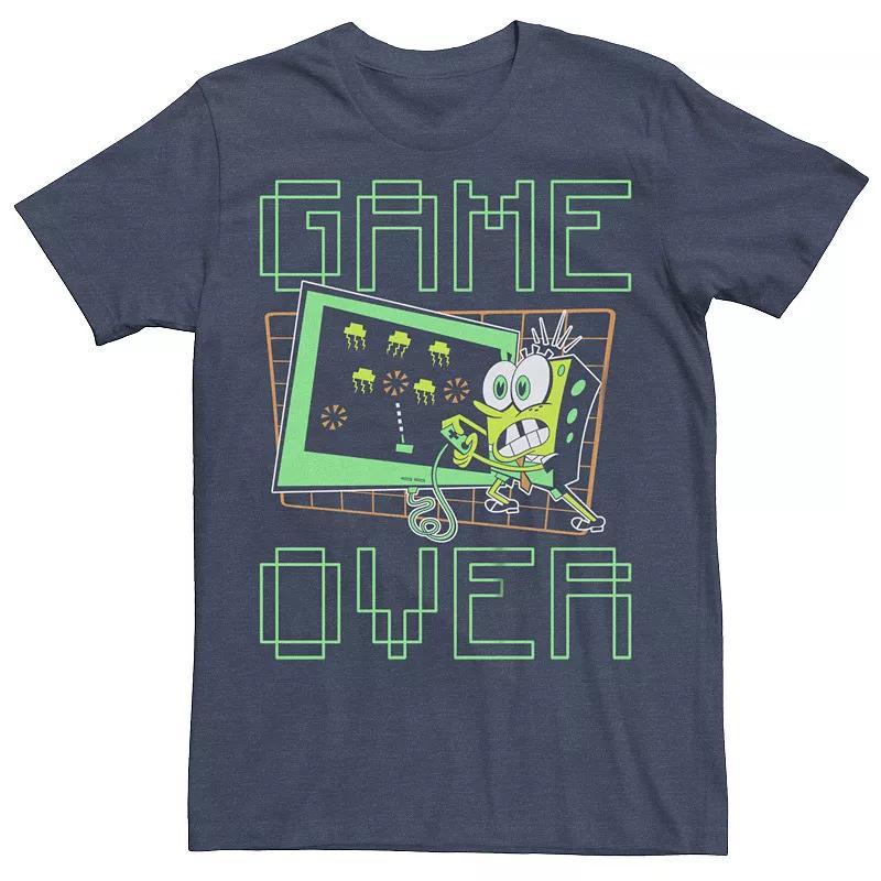 Mens SpongeBob SquarePants Game Over Graphic Tee Navy Grey Product Image