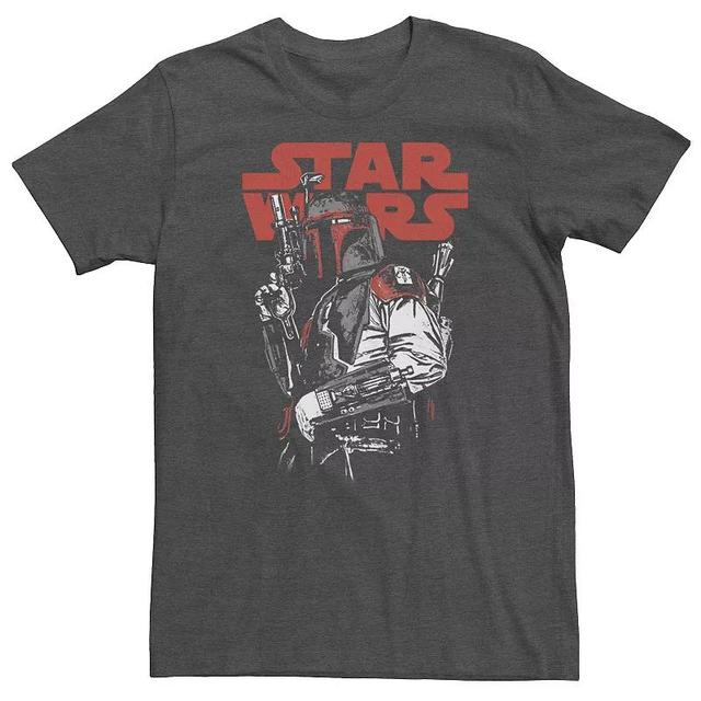 Big & Tall Star Wars Boba Fett Portrait Title Logo Tee, Mens Grey Heather Product Image