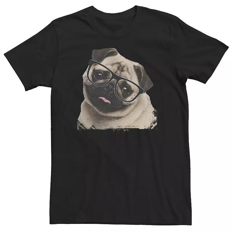 Big & Tall Nerd Glasses Pug Portrait Gradient Filter Tee, Mens Product Image