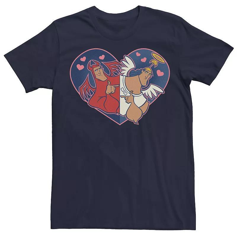 Disneys Kronk Little Angel & Devil Heart Shaped Portrait Mens Tee Blue Product Image