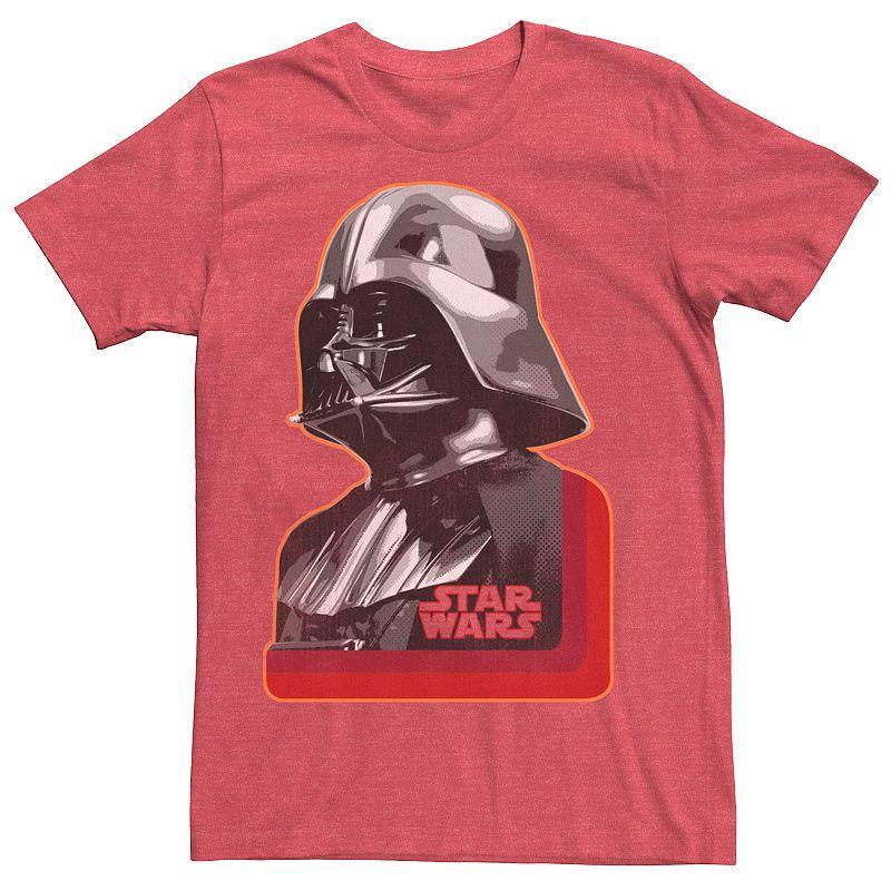 Mens Star Wars Darth Vader Retro Portrait Profile Graphic Tee Red Grey Product Image