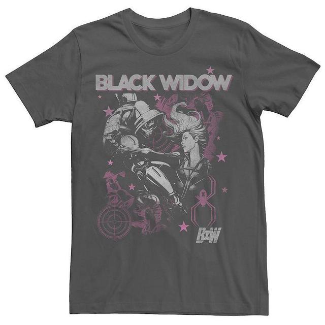 Mens Marvel Black Widow Poster Black And White Tee Grey Product Image