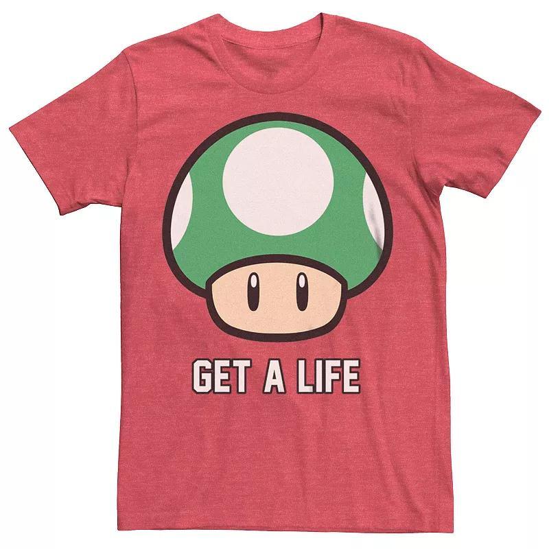 Mens Super Mario Bros 1-UP Mushroom Get a Life Graphic Tee Product Image