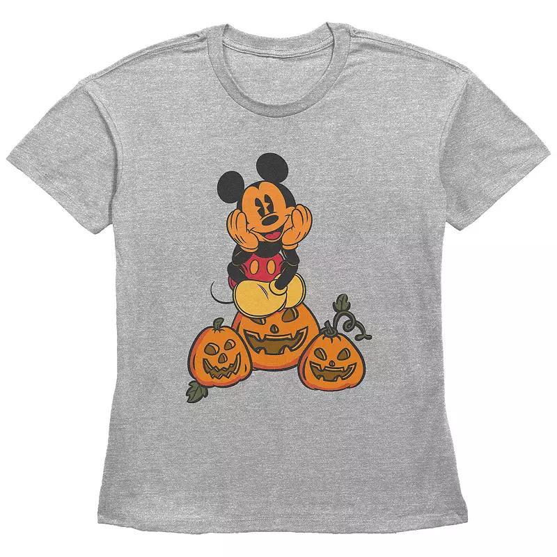 Disneys Mickey Mouse Pumpkin Patch Womens Graphic Tee Grey Gray Product Image