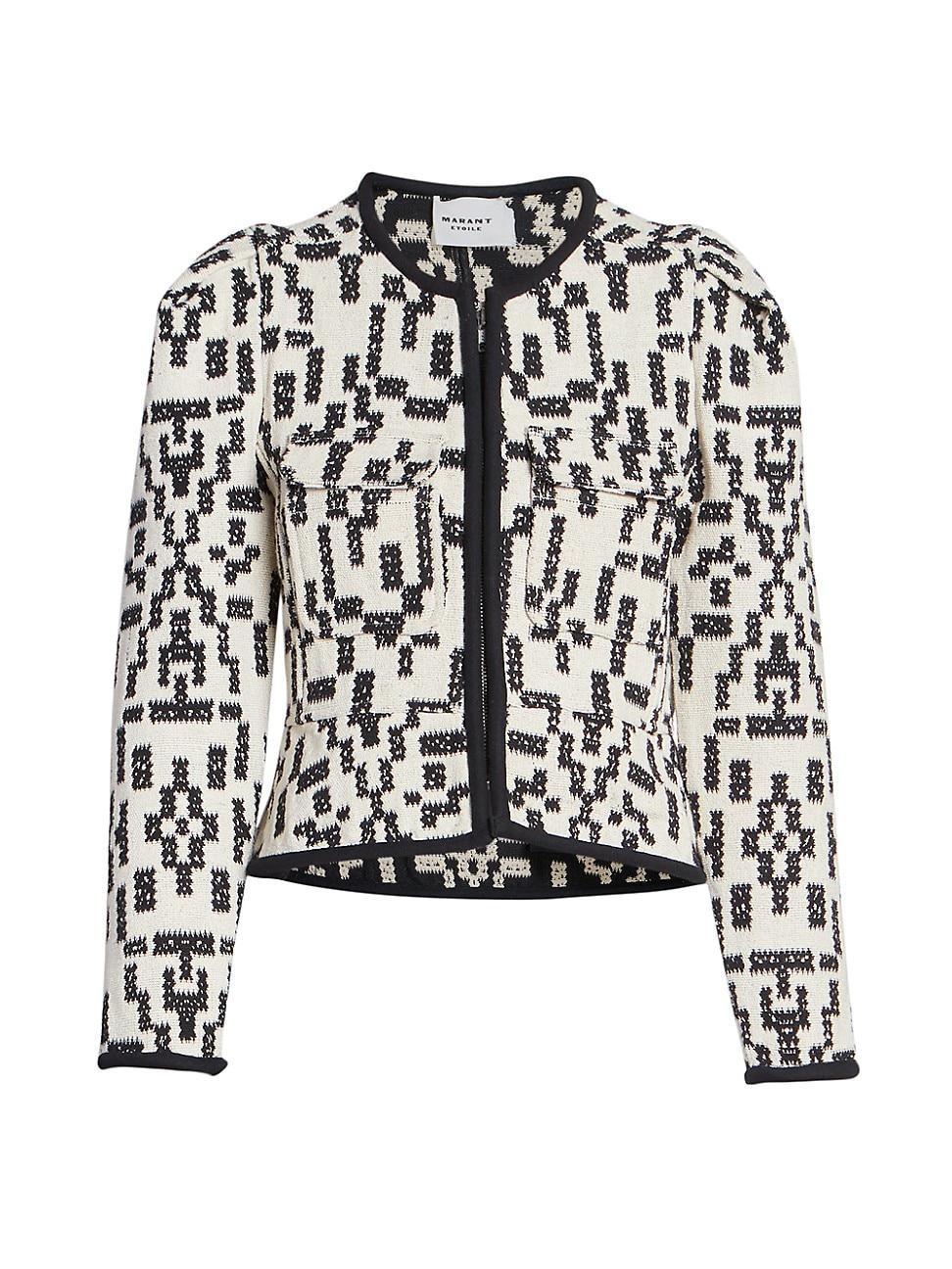 Womens Deliona Abstract-Print Cotton-Blend Cropped Jacket Product Image