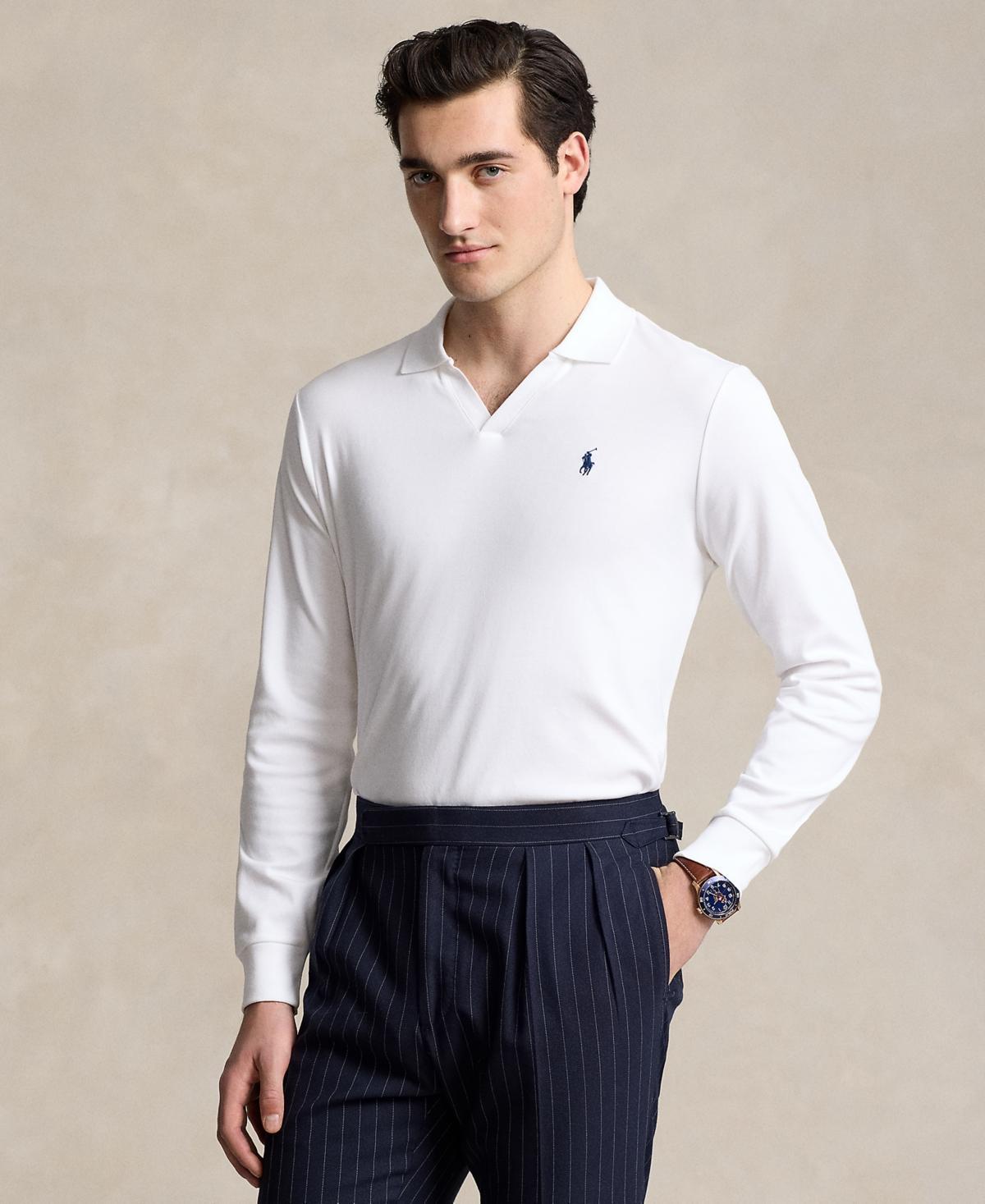 Mens Cotton Long-Sleeve Polo Shirt Product Image