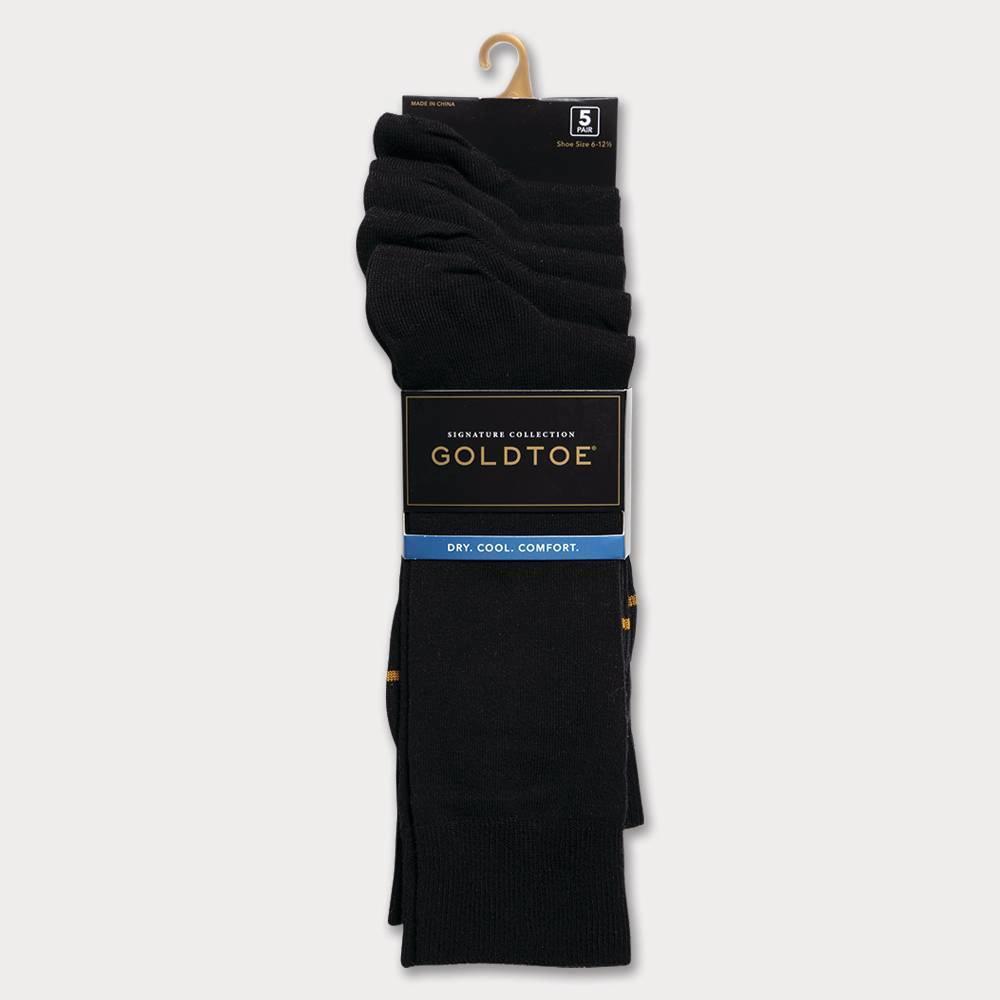 Signature Gold by GOLDTOE Mens Flatknit Crew Socks 5pk - Black 6-12.5 Product Image