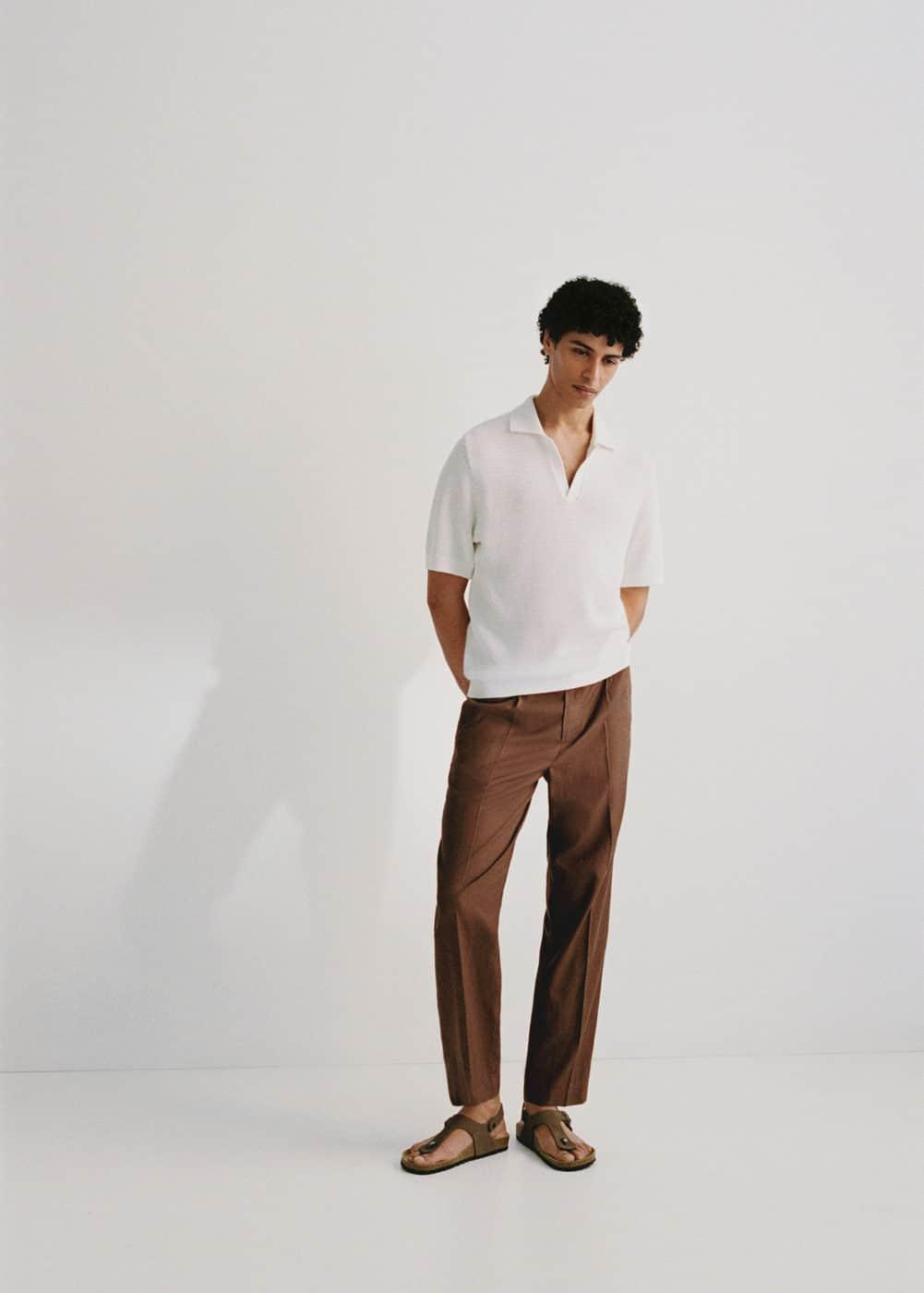 MANGO MAN - Cotton lyocell pleated pants wineMen Product Image