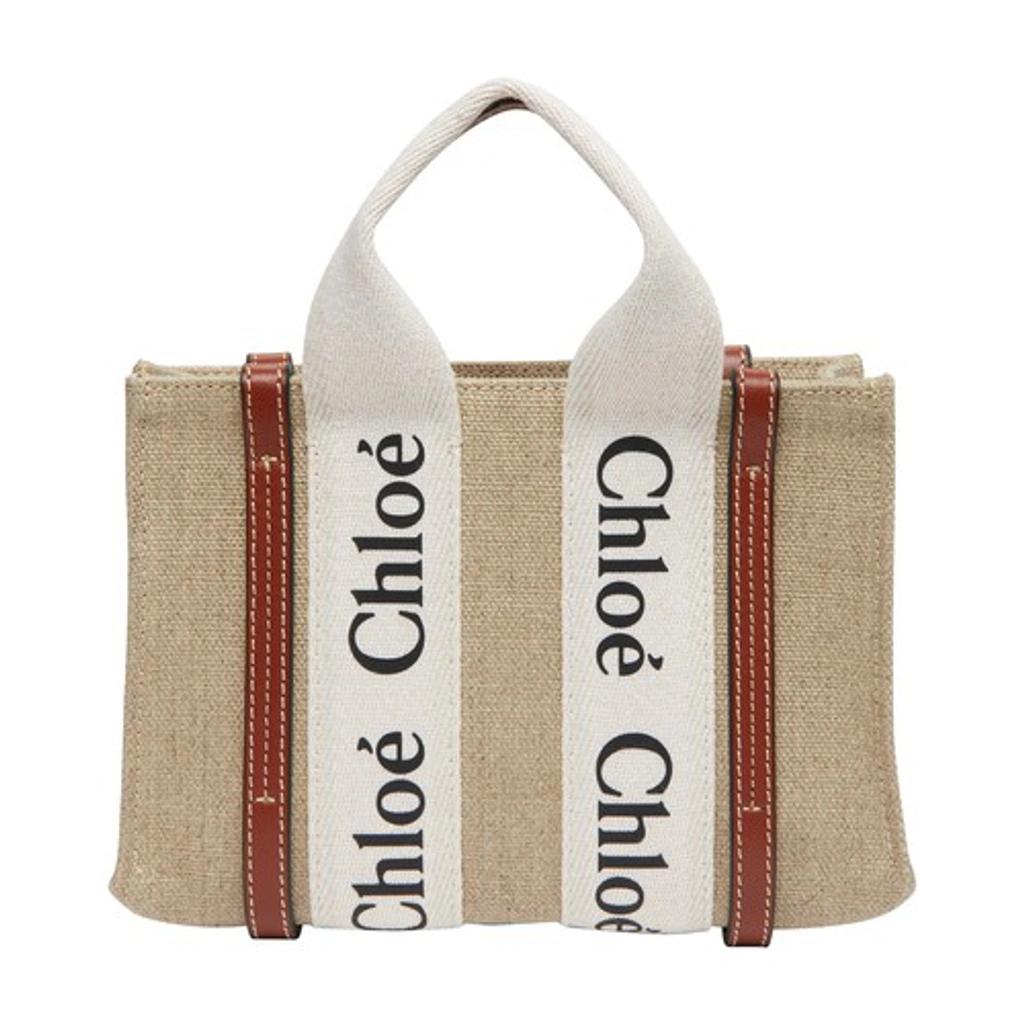 Woody Mini Tote Bag In White Brown 1 Product Image