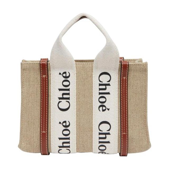 Woody Mini Tote Bag In White Brown 1 Product Image