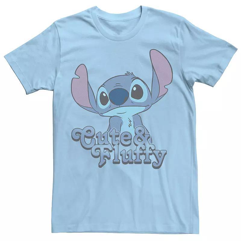 Mens Disney Lilo & Stitch Valentines Day Stitch Cute & Fluffy Tee Light Blue Product Image