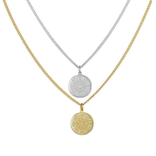 LC Lauren Conrad Openwork Disc Pendant Necklace Set, Womens, Multi Product Image