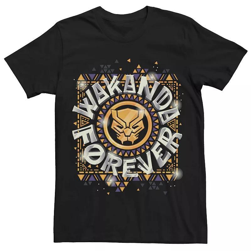 Mens Marvel Panther Wakanda Forever Geometric Gold Purple Tee Product Image