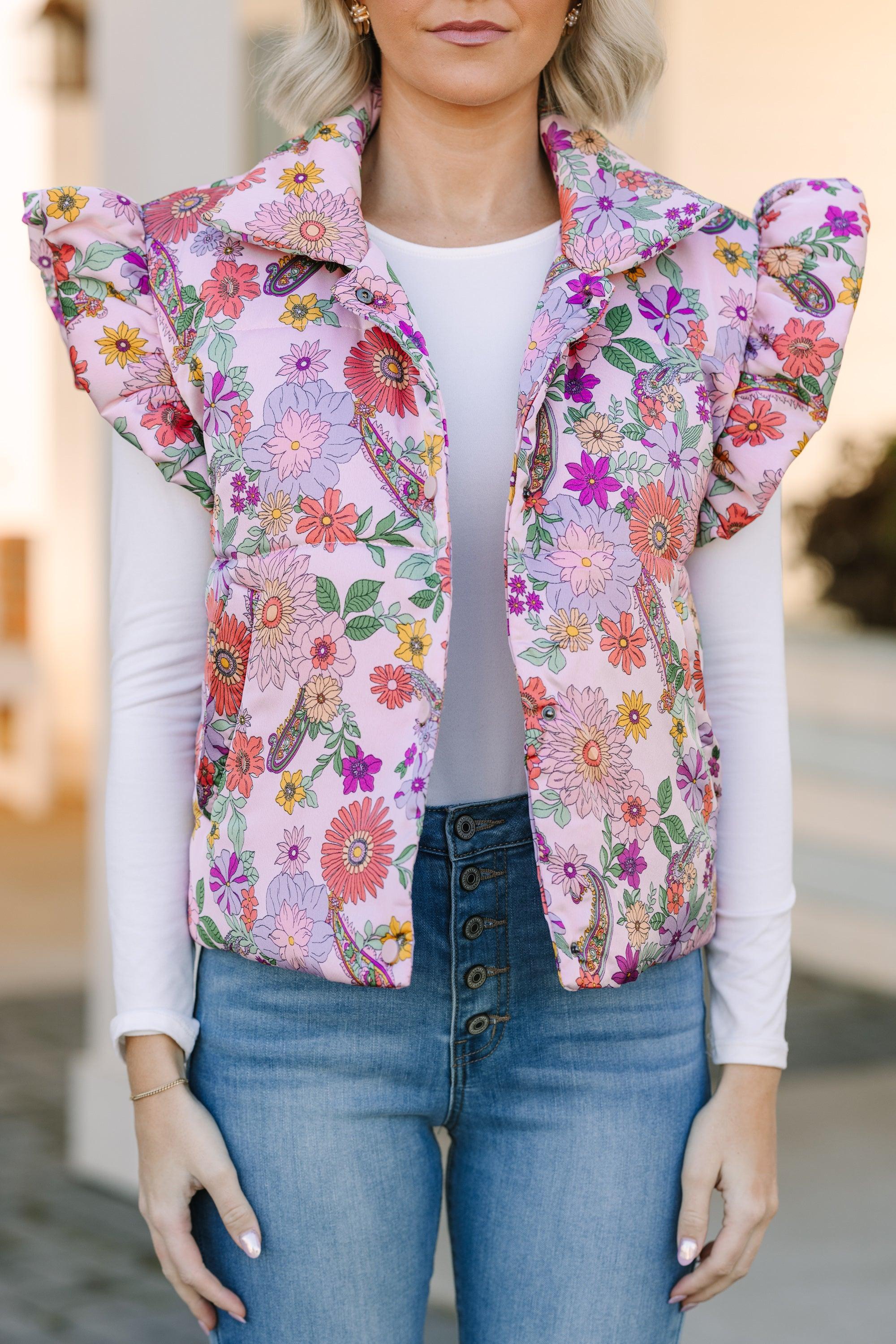 Be True To You Blush Pink Floral Vest Female Product Image