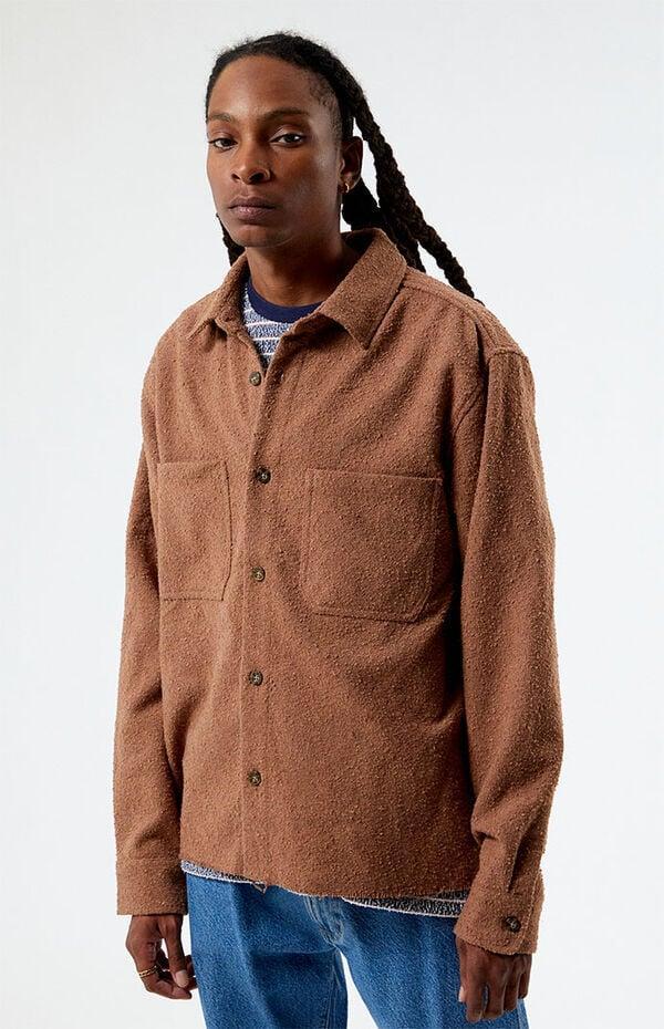 Men's Oversized Wooly Solid Shacket - Product Image