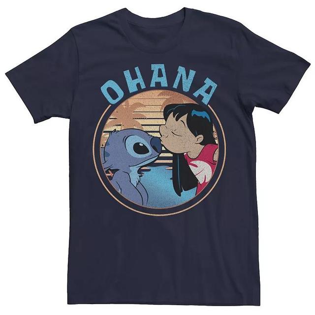 Disneys Lilo & Stitch Mens Ohana Portrait Tee Blue Product Image