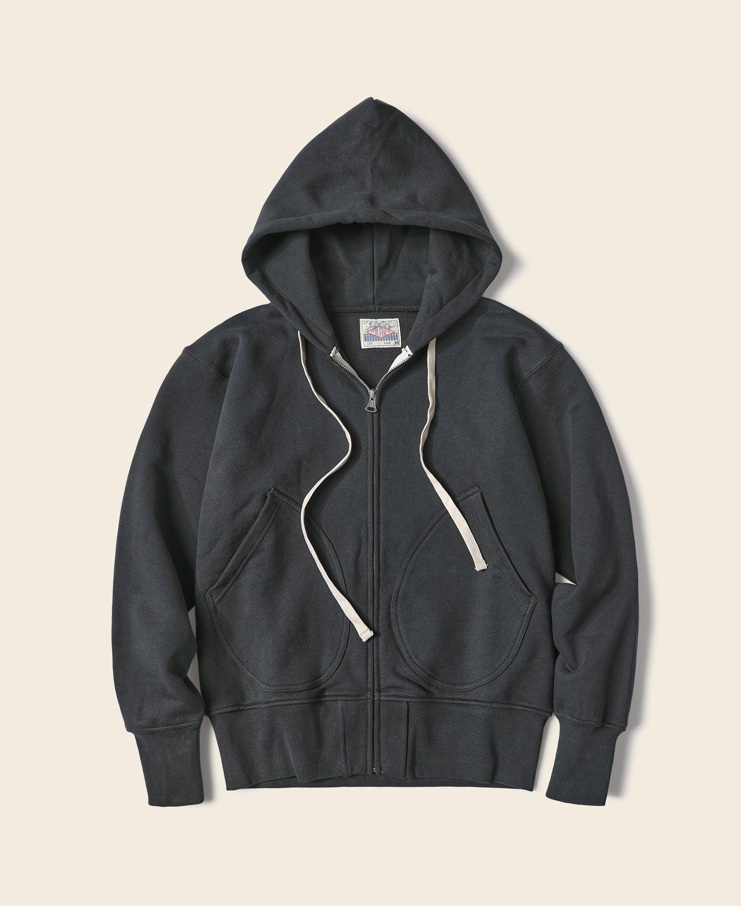 17.5 oz Terry Cloth Full-Zip Hoodie - Black Product Image