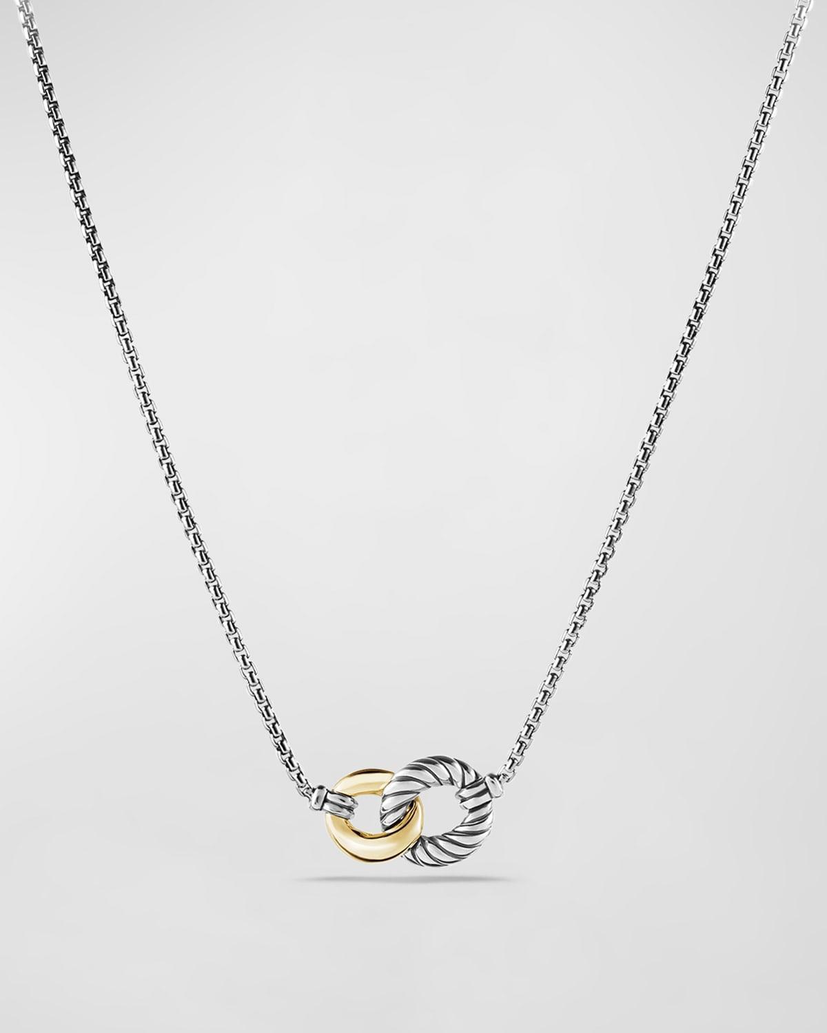 Womens Belmont Curb Link Necklace in Sterling Silver with 18K Yellow Gold Product Image