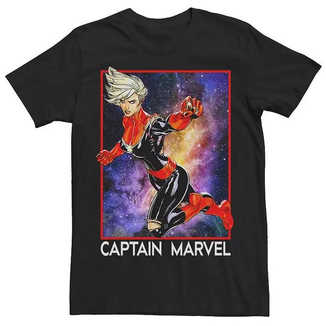 Mens Marvel Captain Marvel Retro Colorful Galaxy Pose Poster Tee Product Image