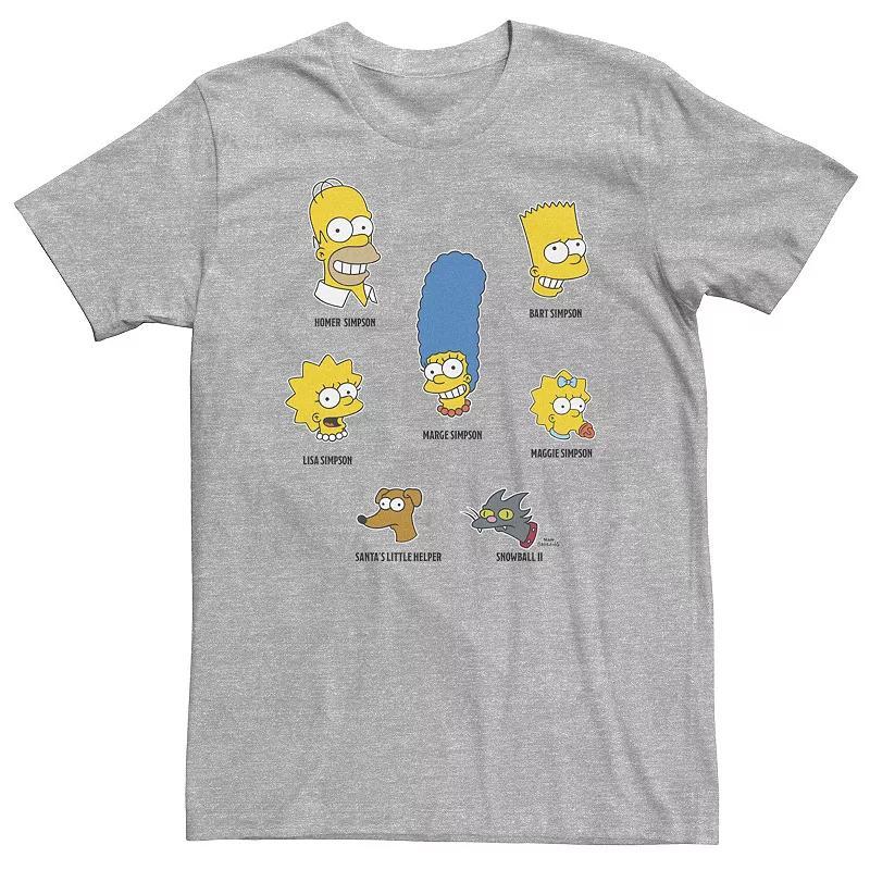 Big & Tall The Simpsons Character Head Scatter Tee, Mens Athletic Grey Product Image