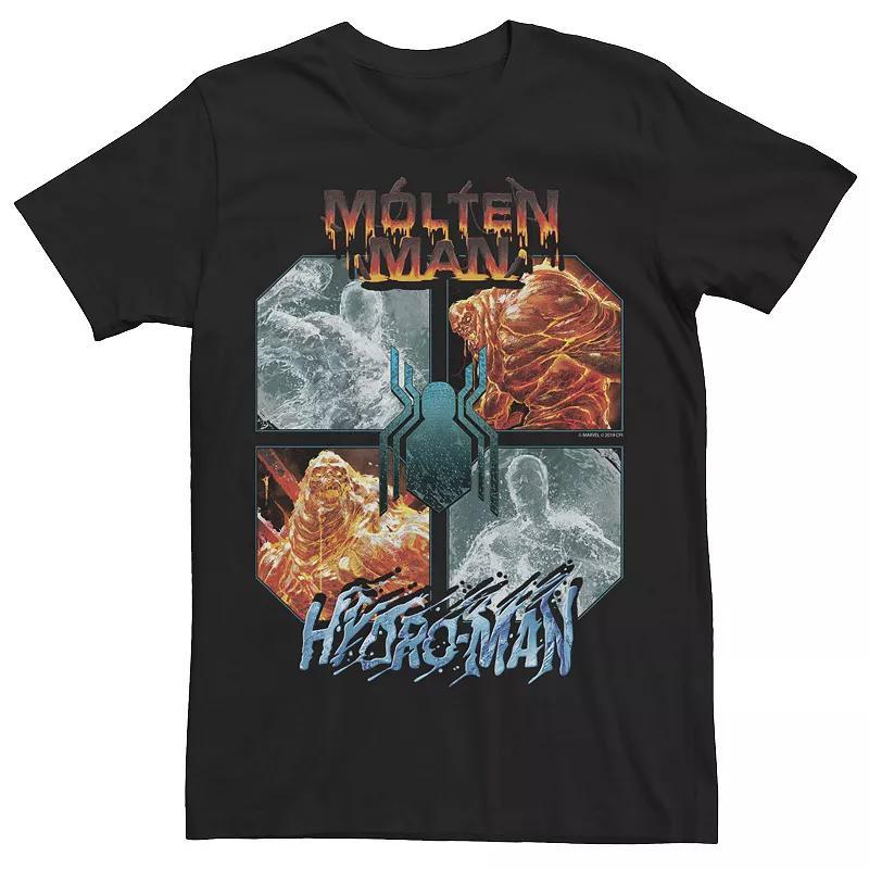 Mens Marvel Spider-Man Far From Home Hydro-Man & Molten Man Panel Graphic Tee Black Product Image