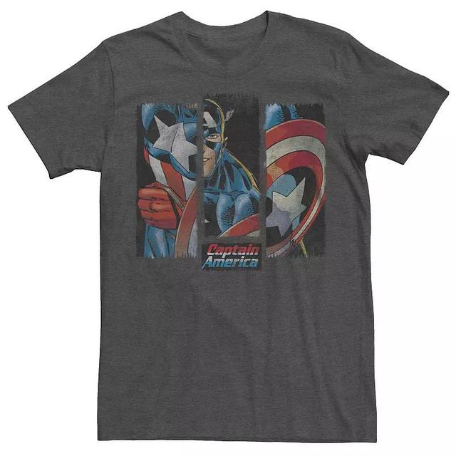 Mens Captain America Detail Shots Graphic Tee Grey Heather Product Image