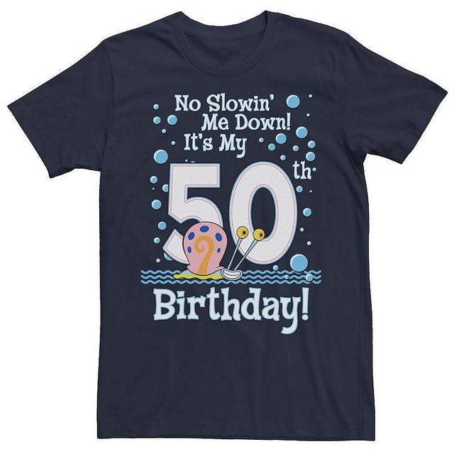 Mens SpongeBob SquarePants Gary 50th Birthday Short Sleeve Tee Blue Product Image