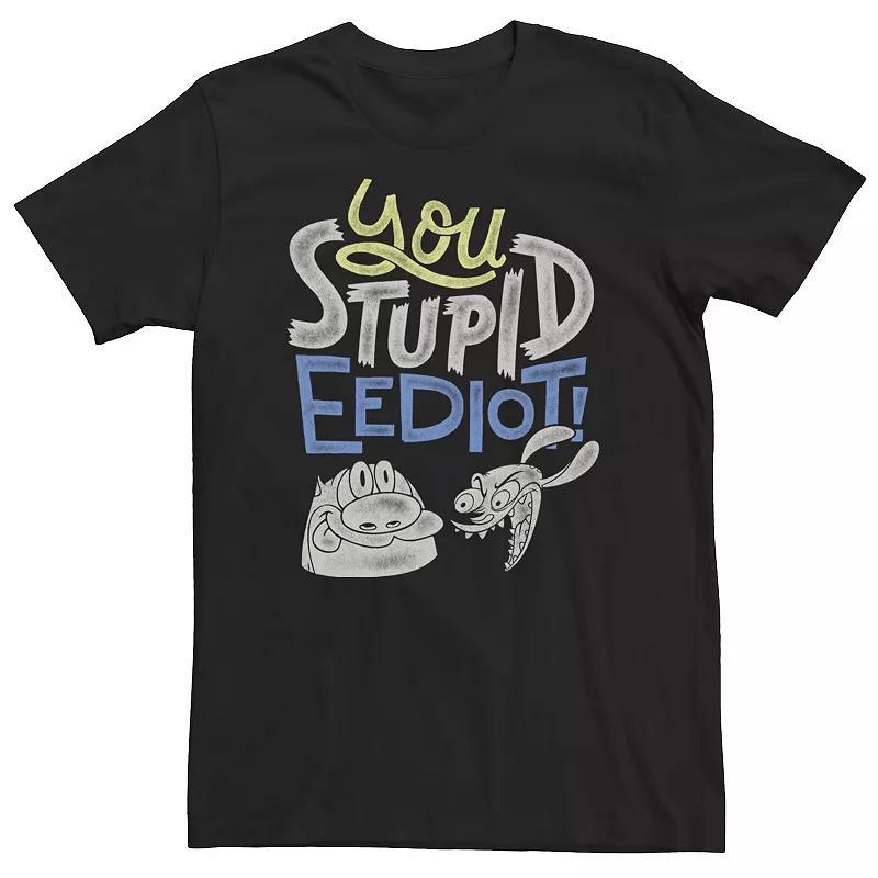 Big & Tall Nickelodeon Ren And Stimpy You Stupid Eediot Text Colors Tee, Mens Product Image