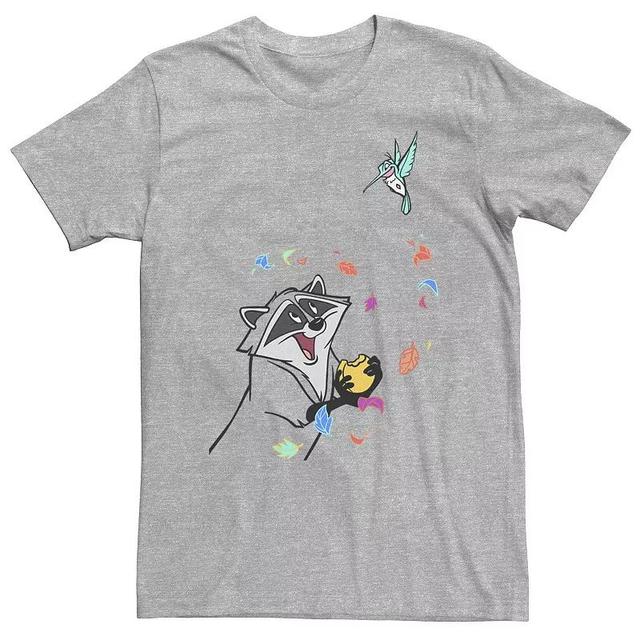 Big & Tall Disney Pocahontas Meeko Flit Colorful Leafs Fall Tee, Mens Athletic Grey Product Image