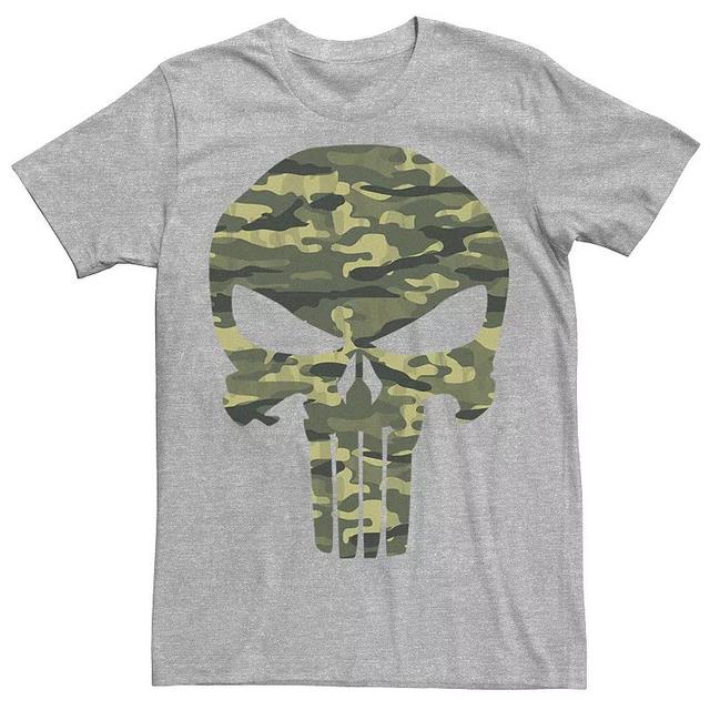 Mens Marvel The Punisher Camo Skull Symbol Tee Athletic Grey Product Image