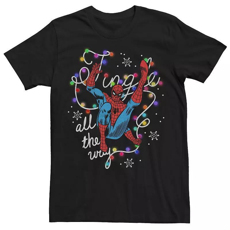 Mens Marvel Spider-Man Jingle All The Way Christmas Lights Tee Product Image