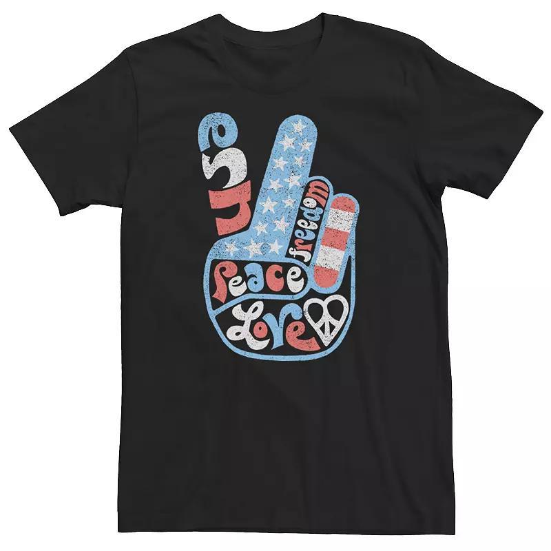 Big & Tall Americana Love Peace and Freedom Flag Tee, Mens Product Image