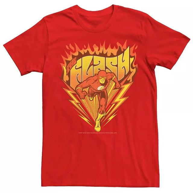 Fifth Sun Dc Mens The Flash Retro Fast as Lightning Logo Short Sleeve T-Shirt Product Image