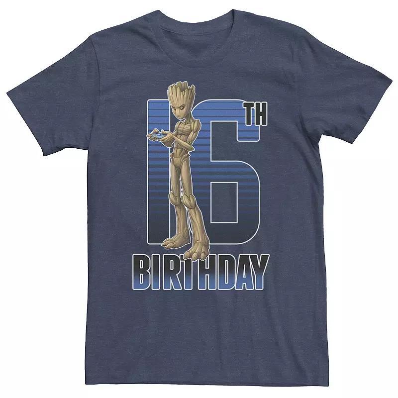 Big & Tall Marvel Nage Groot 16th Birthday Tee, Mens Navy Grey Product Image