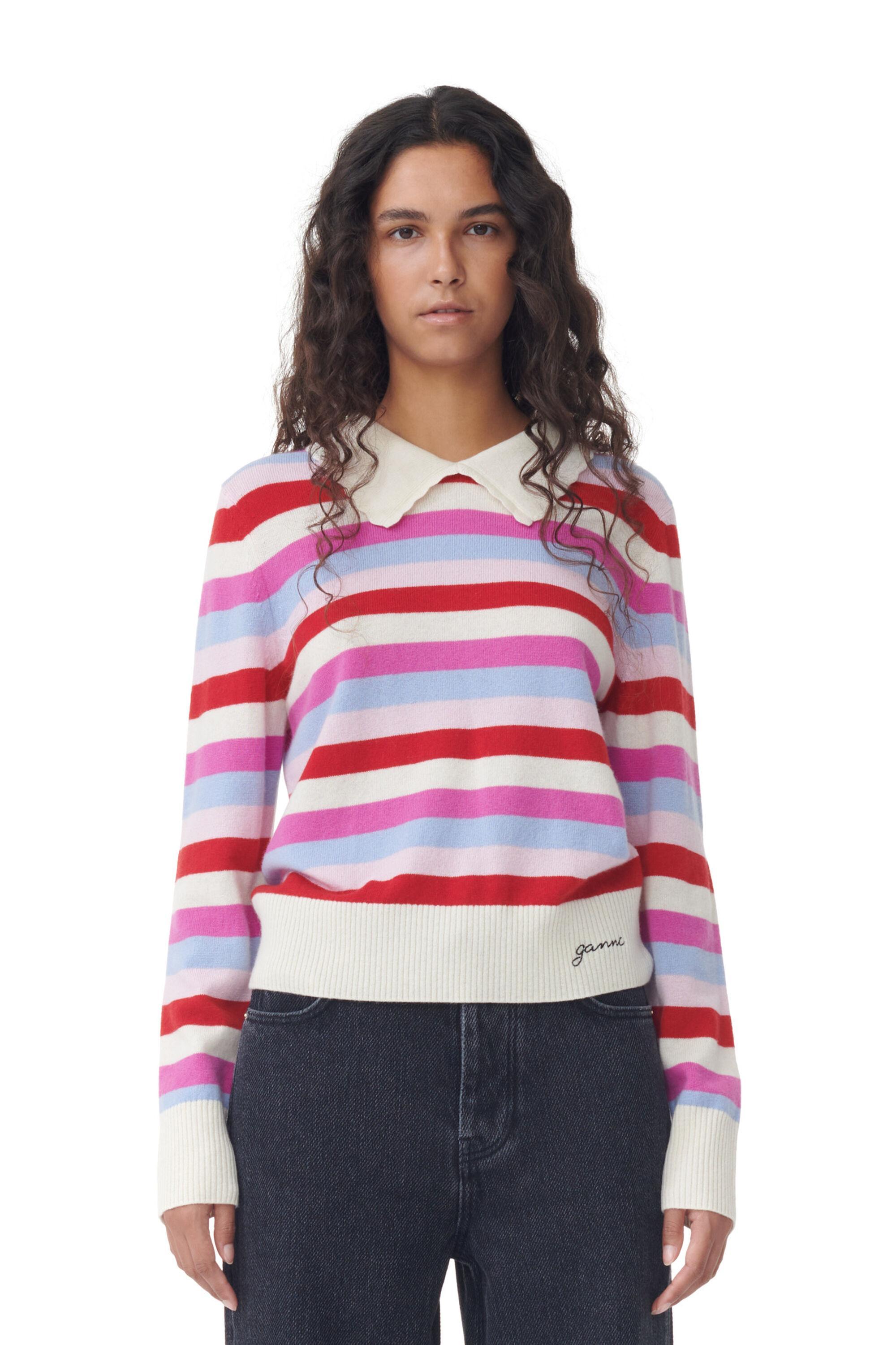 Striped Collar Pullover Product Image