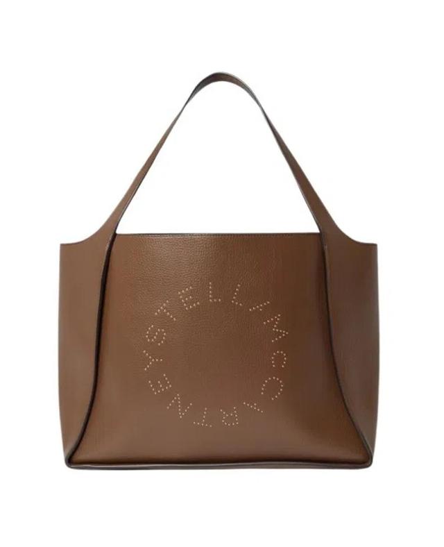 Studded Grainy Logo Tote In Brown Product Image